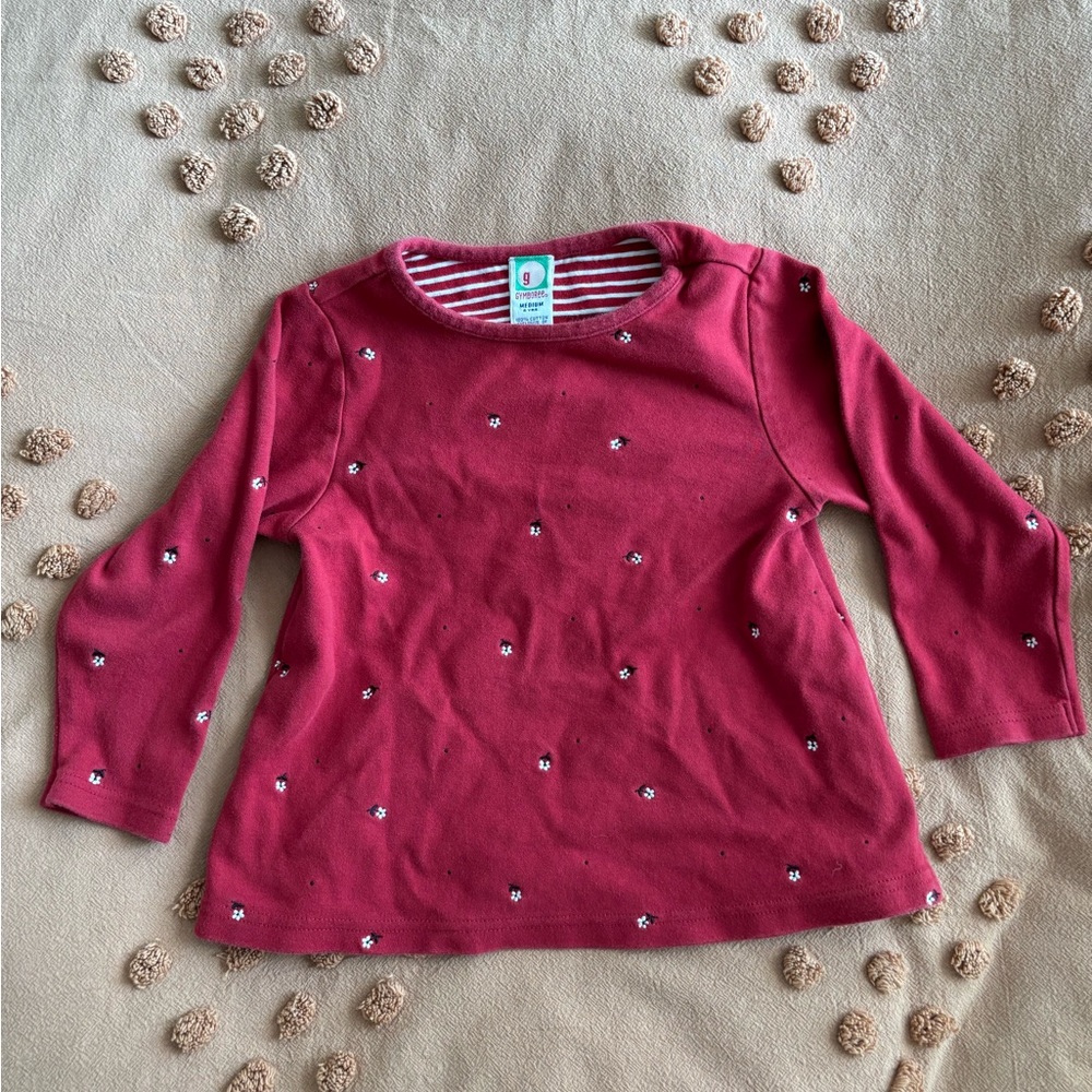 Gymboree long-sleeve red floral shirt